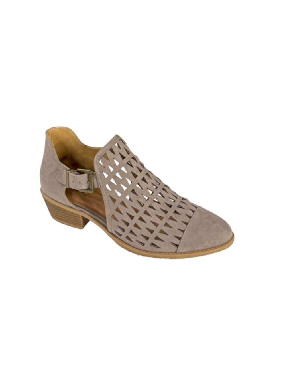 Qupid Sochi-101 Women's Taupe Cutout Ankle Bootie Heel